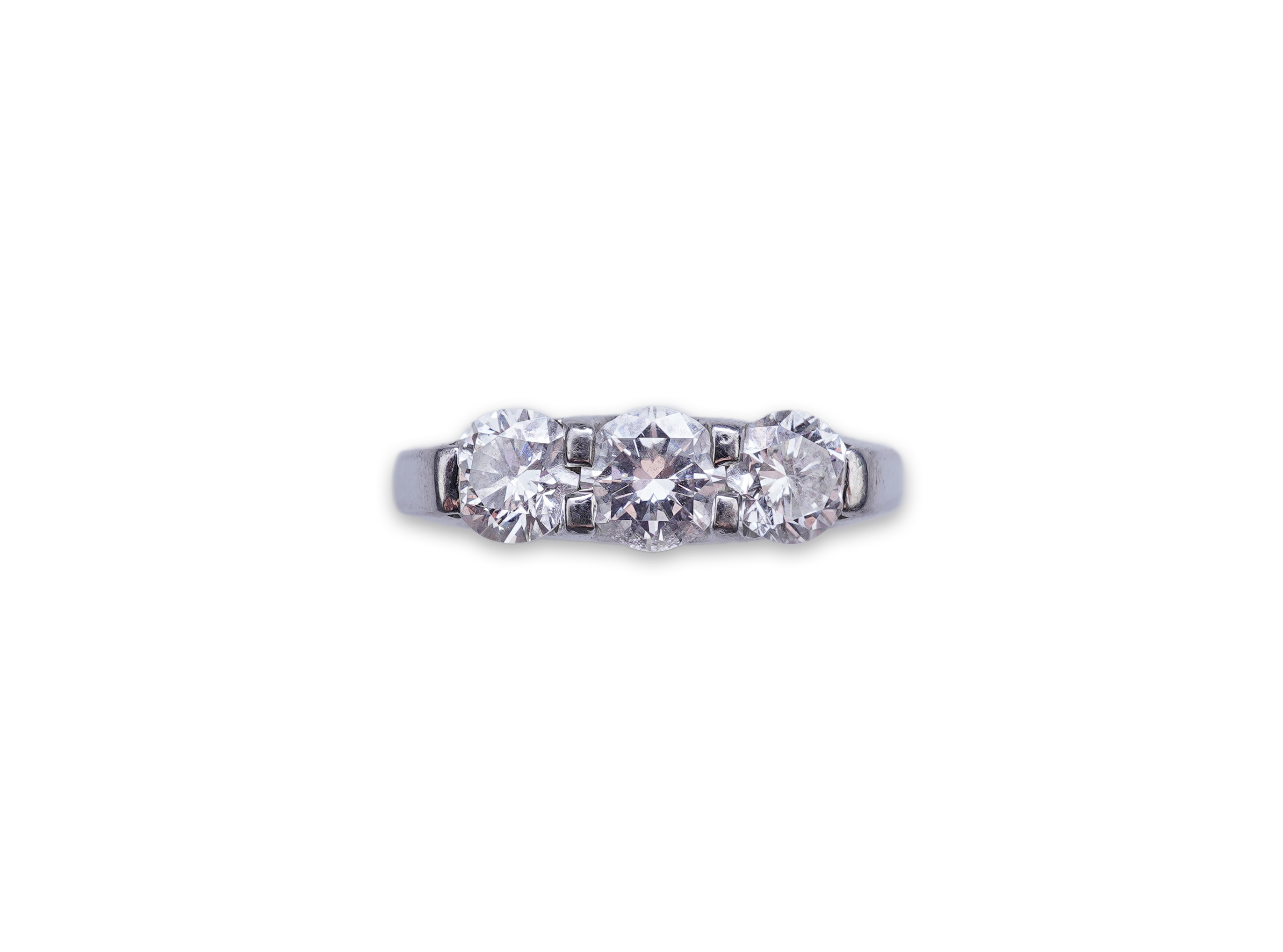 A three-stone diamond ring